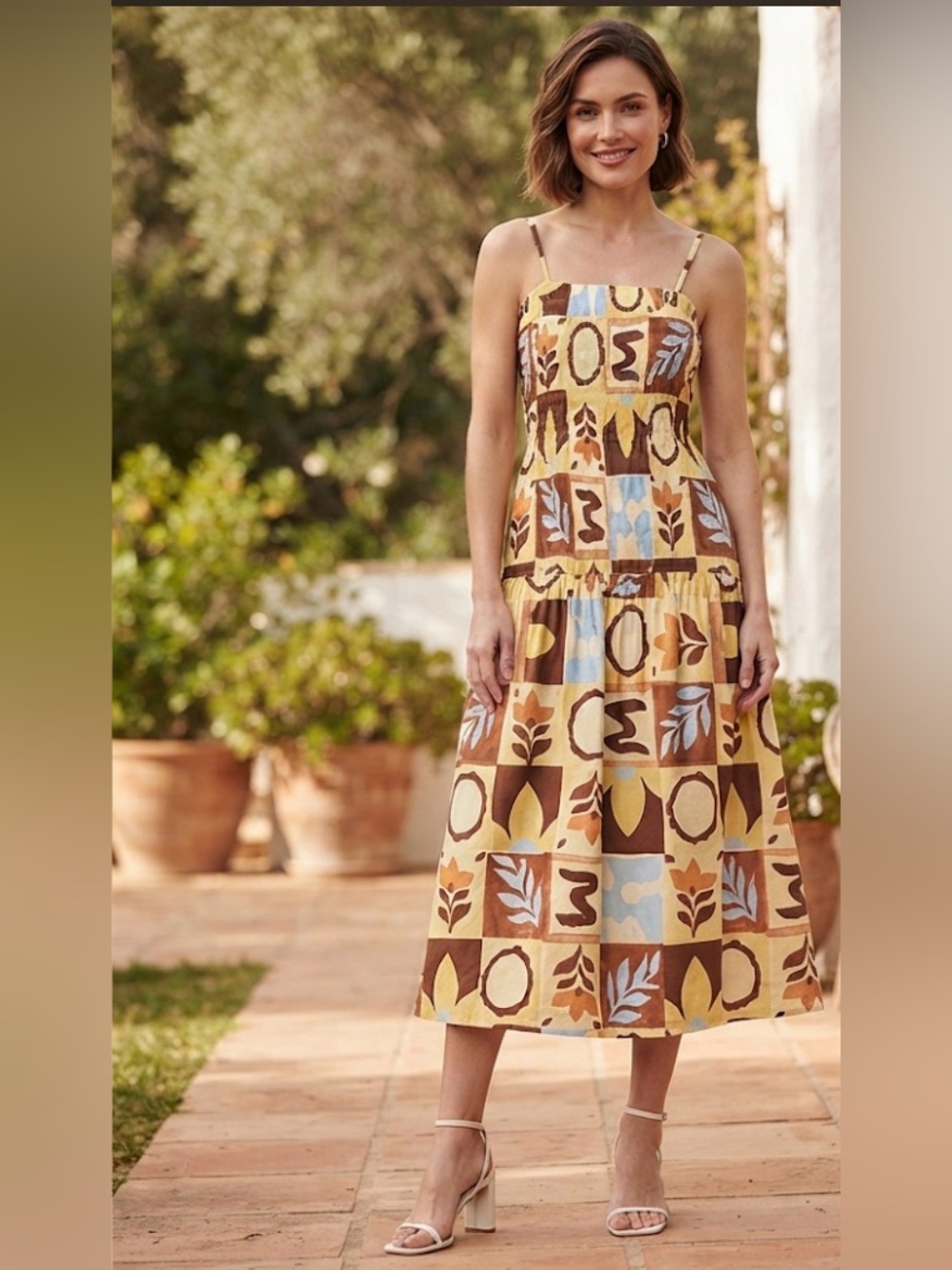 a.n.a Womens Smock Drop Waist Sleeveless Sundress